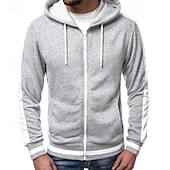 preiswerte Basic-Hoodies für Herren-Herren Kapuzensweatshirt Vollreißverschluss-Kapuzensweatshirt Weinrot Schwarz Königsblau Hellgrau Dunkelgray Mit Kapuze Einfach Patchwork Farbblock Sport &amp; Outdoor Lässig Täglich Streetwear Cool