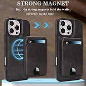 tanie Etui do iPhone&#039;ów-telefon Kılıf Na iPhone 17 Pro Max 17 Air 16 15 14 Pro Max Plus 16e 13 Pro Max Osłona tylna Magnetyczne Stopka Gniazdo karty Retro TPU Skóra PU