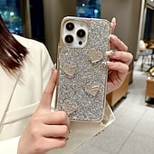 economico Cover per iPhone-telefono Custodia Per iPhone 16 15 14 Pro Max Plus 16e 13 Pro Max Copertura Posteriore Glitter scintillanti Resistente agli urti Cuore PC