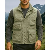 economico Gilet-Per uomo Gilet da escursionismo Gilet in pile Senza Maniche Gilet Esterno Calore Termico Inverno Tasche Multiple Nylon Nero Verde militare Cachi Caccia Pesca Arrampicata