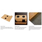 tanie Artykuły domowe-Składany stolik podłokietnikowy do sofy z bambusa w stylu vintage z uchwytem na kubek – nie wymaga montażu, należy myć ręcznie, naturalne drewno &amp;wykończenie w kolorze czarnym, drewno liściaste