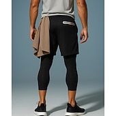 Недорогие Беговые штаны и леггинсы-Муж. Компрессионные штаны Лосины для бега 2 в 1 Завышенная Нижняя часть Одежда для спорта и отдыха Для спортивного зала Тренировка Осень Быстровысыхающий Дышащий