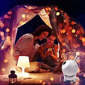 זול אורות חג המולד-מנורת הקרנת גלקסי בשמי כוכבים הקרנת ירח אטמוספרי לילה אור עם מטען USB