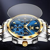 economico Orologi al quarzo-il nuovo orologio da lavoro con bracciale in acciaio inossidabile olevs con calendario luminoso, piccolo orologio al quarzo multifunzionale da 24 ore, tre lancette, orologio da polso sportivo da uomo