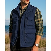 preiswerte Westen-Herren Anglerweste Wanderweste Ärmellos Weste Außen Leicht Atmungsaktiv Reißverschluss Mehrere Taschen Nylon Schwarz Armeegrün Marinenblau Jagd Angeln Klettern