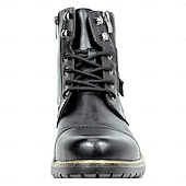 baratos Botas de combate-botas de combate masculinas com zíper lateral e fivela - botas de cano curto com cadarço de moda casual para roupas urbanas e do dia a dia