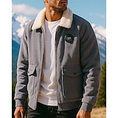 Men's Bomber Jacket Fleece Jacket Winter Outdoor Thermal Warm Fleece Jackets Full Zip Hunting Fishing Climbing Black Army Green Khaki Grey cheap Fleece & 3 in 1 Jackets-Men's Bomber Jacket Fleece Jacket Winter Outdoor Thermal Warm Fleece Jackets Full Zip Hunting Fishing Climbing Black Army Green Khaki Grey