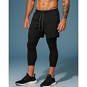 Недорогие Беговые штаны и леггинсы-Муж. Компрессионные штаны Лосины для бега 2 в 1 Завышенная Нижняя часть Одежда для спорта и отдыха Для спортивного зала Тренировка Осень Быстровысыхающий Дышащий