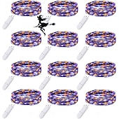 abordables Guirlandes lumineuses à piles-2m Guirlandes Lumineuses 20 LED Blanc Chaud Blanc Rouge Lumières de fil de cuivre Halloween Étanche Vacances Alimenté par piles