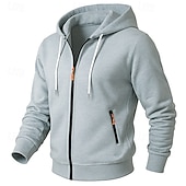 abordables Sudadera Táctica-Hombre Sudadera Sudadera con capucha y cremallera completa Sudadera con capucha de lana Sudadera táctica con capucha Negro Azul Marino Gris Claro Gris Oscuro Con Capucha Plano Cremallera Deporte