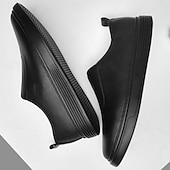 abordables Chaussures Décontractées Slip-On-Chaussures blanches à enfiler en cuir pour hommes - minimalistes et confortables, adaptées aux professionnels occupés au bureau et dans des environnements décontractés