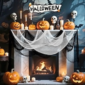 abordables Décoration extérieure-Lot de 6 gazes d'Halloween, tissu effrayant, 30 × 72 pouces, tissu effrayant pour Halloween, fournitures de maison hantée, fête en extérieur, intérieur (4 noires + 2 blanches)