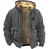 halpa Vintagetyyliset etniset hupparit-Miesten Hevonen Kantri Fleece Huppari College Päivittäin Klassinen Pitkähihainen Tiukka pyöreä kaula-aukko ulko- Koti Matkailu Musta Viininpunainen Kurenauha Syksy Talvi Suunnittelija