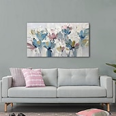 olcso Virág-/növénymintás festmények-kézzel festett absztrakt virágos olajfestmények, vászonra kézzel készített virágok és növények otthoni nappali dekorációhoz, keret nélkül
