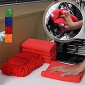 baratos Evento e suprimentos de festa-Conjunto de 6 peças de esponja e toalha para lavagem de carros – inclui 1 luva de esponja de limpeza e 5 toalhas de microfibra macias e superabsorventes – reutilizáveis para uso no carro, em casa e na
