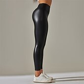 ieftine Jambiere simple-Pentru femei Pantaloni Jambiere Șic Stradă Casual Lungime totală Talie Inaltă Simplu Talie elastică Comfortabil Stradă Concediu Purtare Zilnică Negru Toamnă Fit regulat