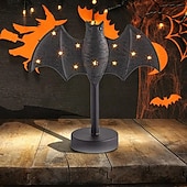 お買い得  ハロウィンの吊るし飾りとテーブルトップ装飾-ハロウィンキャンドルホルダー、大きなトゥインクルバットキャンドルスティック、ゴシックバットキャンドルホルダー、LEDトゥインクルライト付き、パーティーテーブルやキッチン用の不気味なトゥインクルバットデザイン &amp;マントルピース