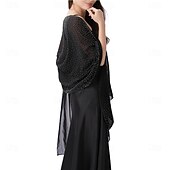 economico Scialli-scialli e stole da donna per abiti da sera, scialli in chiffon trasparente con strass scintillanti, copriabiti formali