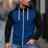 economico Felpa con cappuccio in pile-Per uomo Felpa con cappuccio Felpa con cappuccio a zip intera Felpa con cappuccio in pile Felpa con cappuccio foderata in pile Nero Borgogna Blu Grigio chiaro Grigio scuro Con Cappuccio Semplice