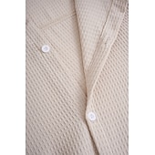 economico camicia da uomo con bottoni-Per uomo Camicia Camicia a nido d&#039;ape Camicia Estiva Camicia casual Camicia con Bottoni Nero Bianco Kaki Azzurro Manica Lunga Semplice Testurizzato Bavero Vacanza Casuale Abbigliamento Moda Casual