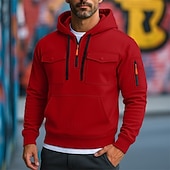 economico Felpa Tattica-Per uomo Felpa con cappuccio Felpa con cappuccio a zip intera Felpa con cappuccio in pile Felpa con cappuccio tattica Nero Bianco Verde militare Rosso Borgogna Con Cappuccio Semplice Cerniera Tasca