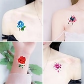 levne Event &amp; Party Supplies-Moderní 3D tetovací samolepky, vodotěsné, dočasné body art pro ženy, barevné růže, květ, motýl, stylové malé, svěží, osobnostní design, zakrývání jizev, tetování