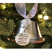 cheap Ornaments-Memorial Ornaments Angel Wings Bell Decorative Hanging Wind Chime With Ribbon Festive Bell Ornament Christmas Tree Hanging Decoration Remembrance Keepsake Holiday Home Gift