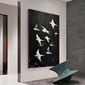 cheap Animal Paintings-Handmade Original Flying Bird Oil Painting On Canvas Abstract Animal Wall Art for Home Decor With Stretched Frame Without Inner Frame Painting
