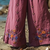 economico gamba larga e vita alta-Per donna Gamba larga Pantaloni Pantaloni Palazzo Moda Boho Lunghezza intera Vita Alta Fiore Coulisse Elastico in vita Stampato Traspirabilità Confortevole Streetwear Abbigliamento quotidiano Uscire