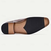 abordables Classic Dress Shoes-Men's Brown Leather Oxford Dress Shoes – Classic Lace-Up Business Formal Shoes for Office, Weddings and Parties