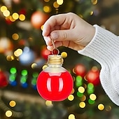 abordables Ornements-Lot de 10 boules d&#039;alcool de Noël transparentes de 50 ml/100 ml, ornements à remplir pour sapin de Noël avec pendentif en argent et en or, boules d&#039;alcool suspendues pour bricolage, décoration de fête