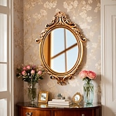 abordables sculptures murales-Miroir mural décoratif ovale à motif classique – Décoration murale de style européen, miroir de courtoisie créatif &amp;accessoires de photographie