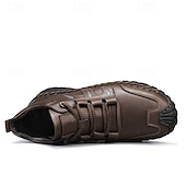 cheap Ankle Boots-Men&#039;s Coffee Brown Leather Sneakers with Contrast Stitching and Cushioned Sole – Comfortable Casual Shoes for Outdoor Adventures and City Fashion
