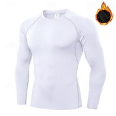 billiga Löpar-T-shirts och linnen-Herr Kompressionströja Fleece-underställ Träningstoppar Långärmad Överdelar Fritids- Snabb tork Varm Gym Basket Träning Sportkläder Sportkläder Solid färg Svart Vit Blå