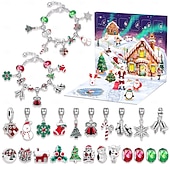 ieftine Calendarul Adventului-Brățări calendar de Advent de Crăciun 2025 pentru fete, kit de confecționare bijuterii DIY de 24 de zile cu 22 de mărgele cu pandantive și 2 brățări reglabile, cadou de numărătoare inversă de Crăciun