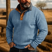 economico Felpe di base-Per uomo Maglia Felpa con cappuccio Maglione Felpa con cappuccio abbottonata Nero Rosa Blu Verde Cachi Colletto Mao Semplice Testurizzato Sport &amp; Outdoor Casuale Quotidiano Streetwear Cool