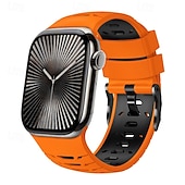 olcso Apple óraszíjak-sportszíj, kompatibilis az Apple Watch 42mm 44mm 45mm 49mm-es szíjával, strapabíró, kétszínű fémkapocsos szilikon szíj, csere csuklópánt az iWatch Ultra 2 sorozathoz, 9, 8, 7, SE, 6, 5, 4, SE-hez