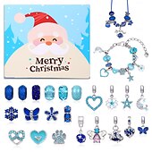 cheap Advent Calendar-Christmas Advent Calendar Bracelets 2025 for Girls, 24 Days DIY Jewelry Making Kit with 22 Charm Beads and 2 Adjustable Bracelets, Xmas Countdown Gift for Kids Teens Women