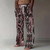 economico Pantaloni casual stampati da uomo-Per uomo Geometrico Etico / africano Pantaloni Pantaloni casual Pantaloni Larghi Misura del girovita medio Vintage Retrò All'aperto Vacanza Coulisse elastica in vita Pantaloni tipo lino con tasche