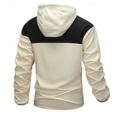 abordables Sport Jacket-Men's Outdoor Jacket Raincoat Hoodie Jacket Hiking Jacket Vacation Daily Windproof Pocket Spring Fall Color Block Fashion Classic Hooded Regular Red Khaki Dark Blue Jacket