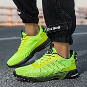 levne Pánské tenisky-Pánské neonově zelené pletené běžecké boty – lehké prodyšné atletické tenisky do posilovny, na trénink a do přírody