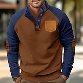 abordables Sudaderas Básicas_-Hombre Sudadera Pana Sudadera Con Capucha Pull-over Sudadera con capucha y botones Albaricoque Caqui Claro Negro Verde Ejército Burdeos Cuello Mao Plano Retazos Deporte Casual Diario Ropa de calle