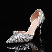 preiswerte Klassische Pumps-Champagnerfarbenes Set mit Strass-Stilettos und Clutch für Damen – elegante High Heels mit spitzer Spitze für Hochzeiten, Abschlussbälle und Abendpartys
