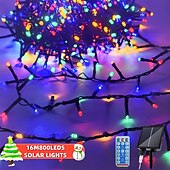 זול חוט נורות לד-15 מטר שרשראות תאורה 800 נוריות LED EL 5 מ&quot;מ סט אחד תושבת הרכבה סט אחד לבן חם לבן קר צבעוני שרשראות תאורה יצירתיות לחג אורות סולאריים חיצוניים לחג מופעל על ידי השמש