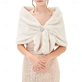 cheap Faux Fur Wraps-Shrug Elegant Vintage Half Sleeve Faux Fur Wedding Wraps With Pure Color For Wedding Spring