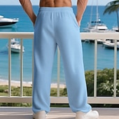 abordables Pierna Recta-Hombre Pantalones de Deporte Pantalones Pantalones deportivos de pierna recta Pantalones de gofres Correa Bolsillo Cintura elástica Plano Comodidad Deporte Diario Moda Casual Negro Blanco