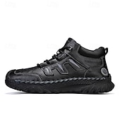 cheap Ankle Boots-Men&#039;s Coffee Brown Leather Sneakers with Contrast Stitching and Cushioned Sole – Comfortable Casual Shoes for Outdoor Adventures and City Fashion