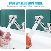  Extensión de aireador de grifo giratorio de 1440°, latón macizo, 2 modos de rociado, conector de grifo de agua giratorio a prueba de salpicaduras para lavabo de baño