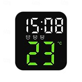 baratos eletrodomésticos-Relógio de parede digital LED com display de temperatura e tempo, despertador de mesa com brilho ajustável, decoração para casa e mesa, relógio eletrônico