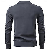 billige Herre Elite Genser og Cardigans-Herre Pullover genser Strikke Vanlige topper Jacquard Knapper Helfarge Polokrage Elegant Årgang Skole Hjem Klær Vår Høst Mørk Marineblå Kakifarget S M L